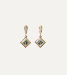 JCP Roma drop earrings sapphire 0.50ct and diamond 18ct yellow gold