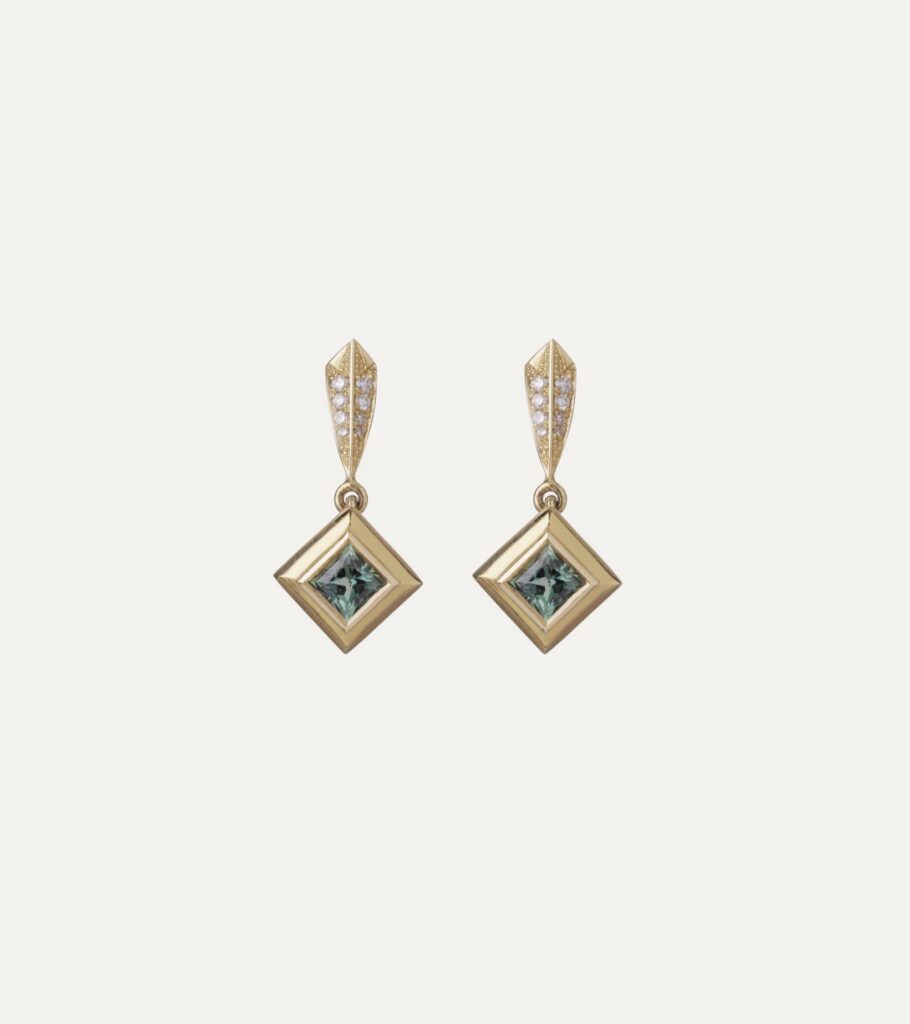 JCP Roma drop earrings sapphire 0.50ct and diamond 18ct yellow gold