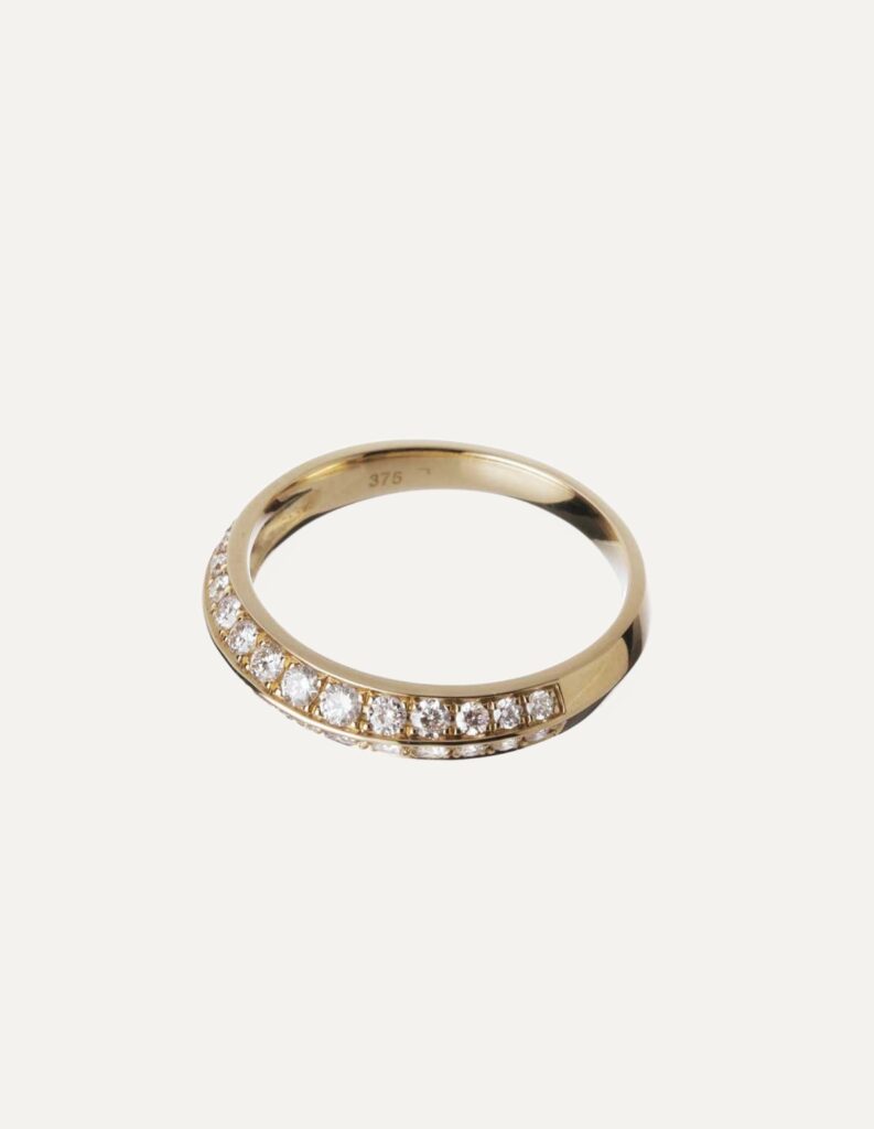 Half eternity ring 2 row Diamond 0.53ct 9ct yellow gold ring size O