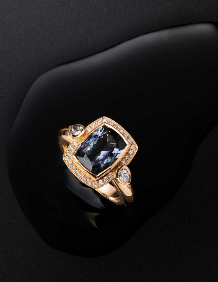 Roma tanzanite on black background