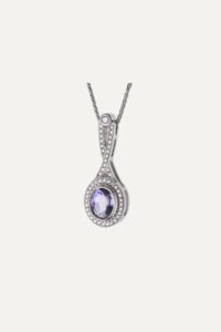 Purple Sapphire & Diamond Drop Pendant