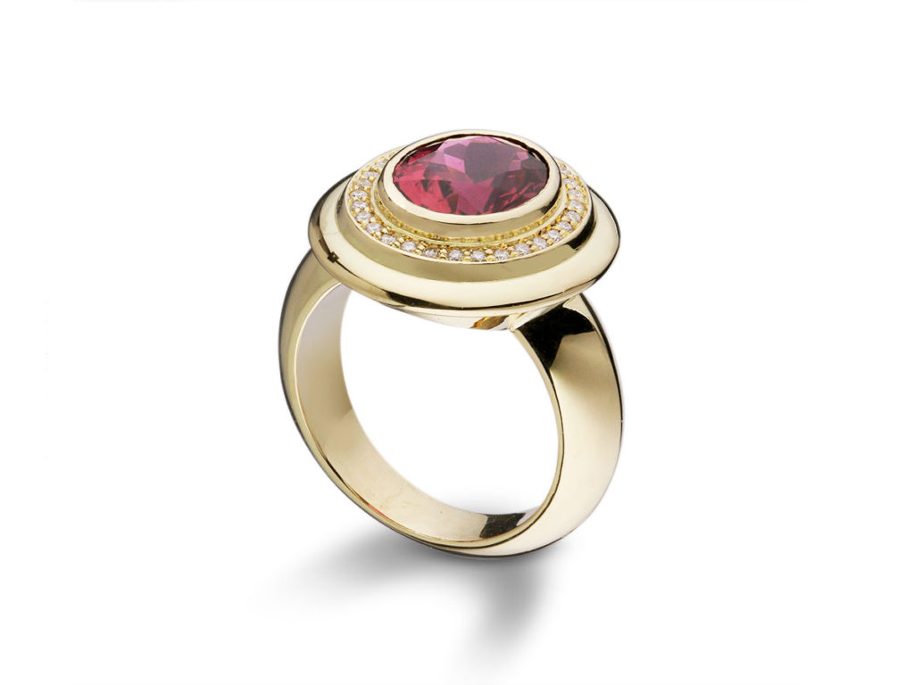 Tourmaline Roma Halo Ring
