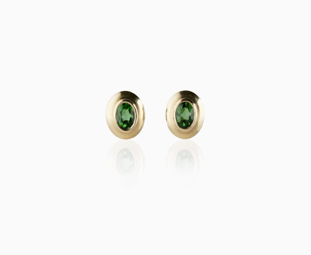 JCP Roma stud earrings oval chrome tourmaline 18ct yellow gold