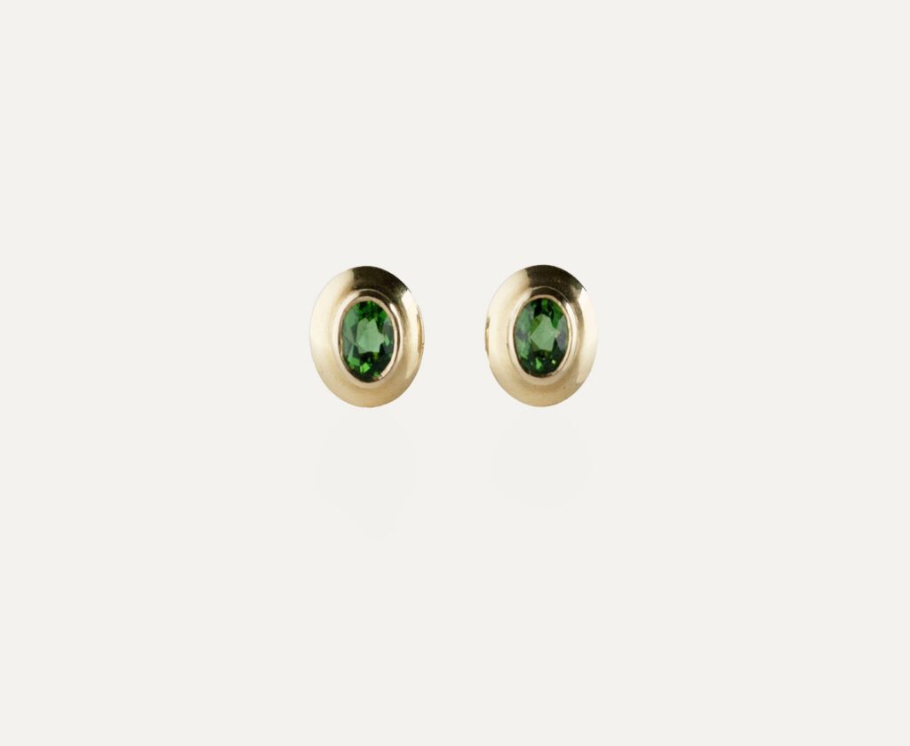 JCP Roma stud earrings oval chrome tourmaline 18ct yellow gold