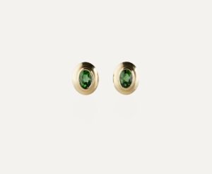 JCP Roma stud earrings oval chrome tourmaline 18ct yellow gold