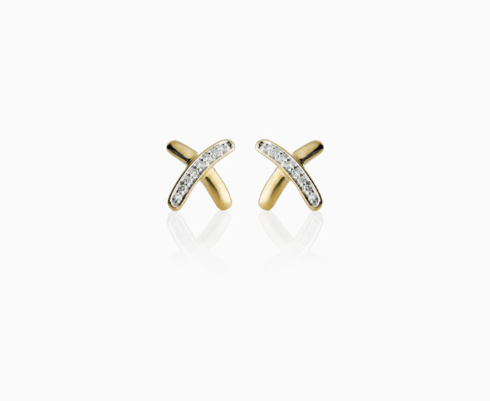 9ct Diamond Cross Stud Earrings