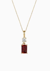 9ct Octagon Garnet & Diamond Necklace