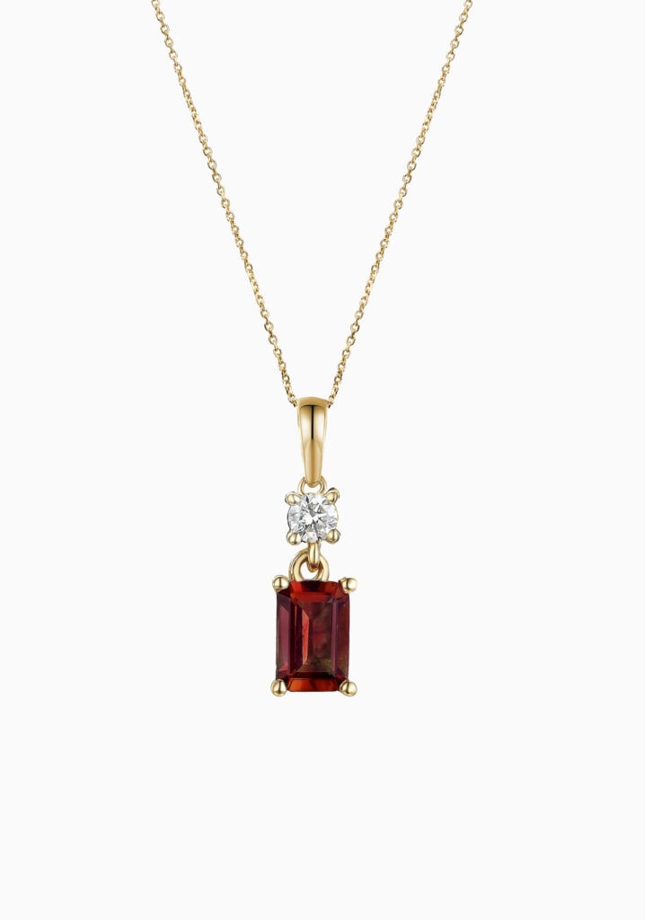 9ct Octagon Garnet & Diamond Necklace