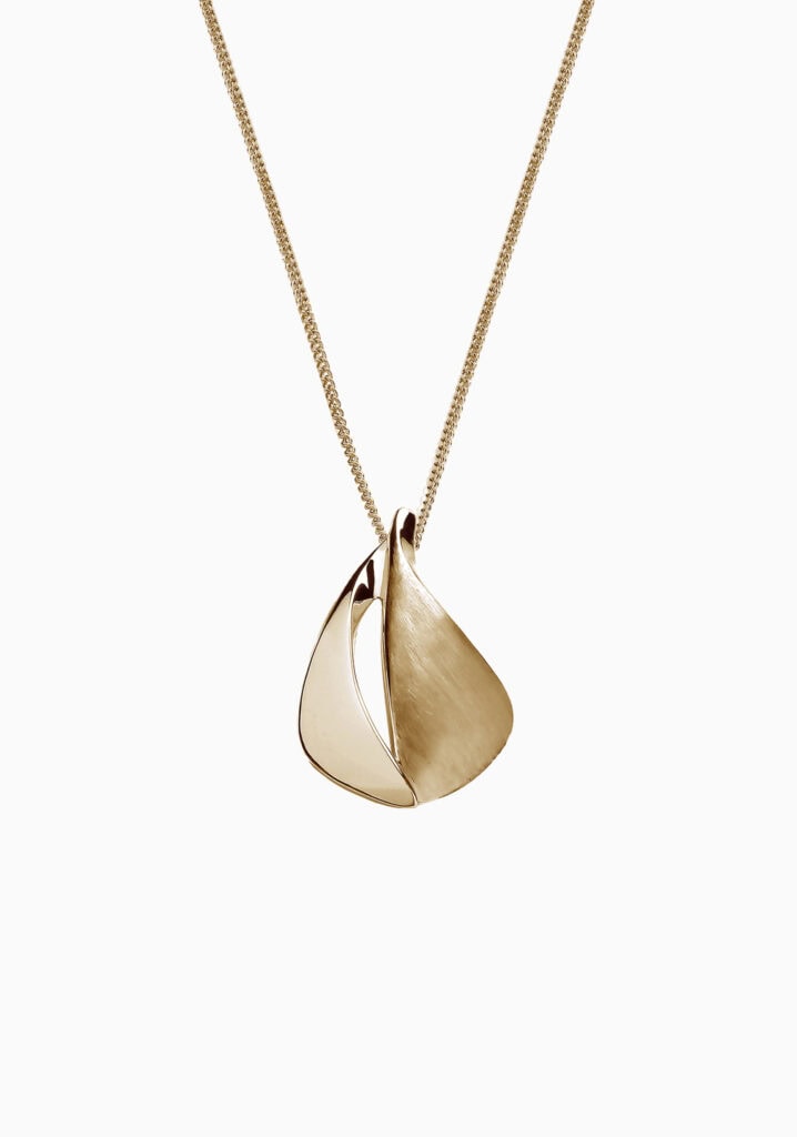 Pendant satin and polished split detail pendant 9ct yellow gold