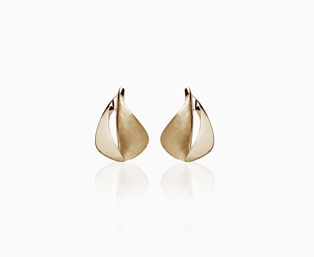 Stud earrings with satin and polished split detail 9ct yellow gold