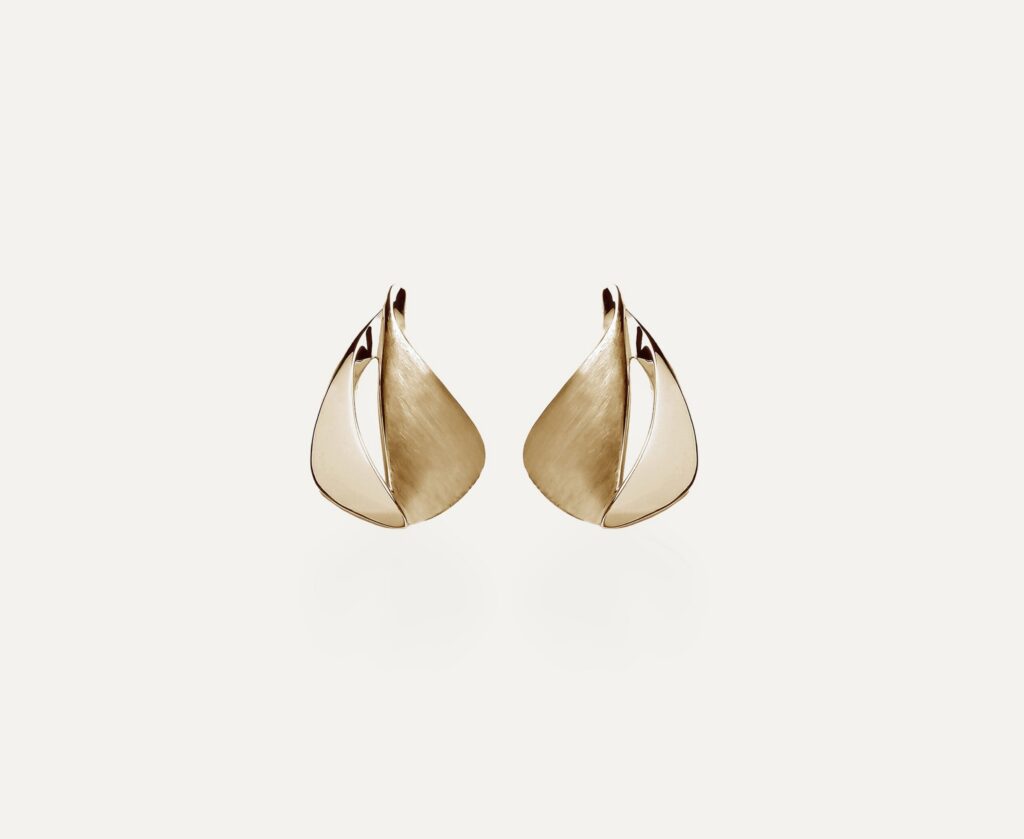 Stud earrings with satin and polished split detail 9ct yellow gold