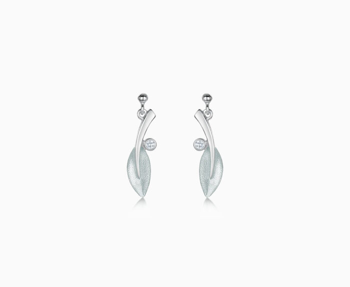 Silver Rowan Frost Enamel & Cubic Zirconia Drop Earrings
