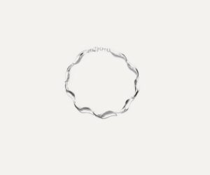 Silver Satin & Polished Finish Wave Design Bracelet