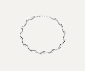 Necklace polished and satin wave silver