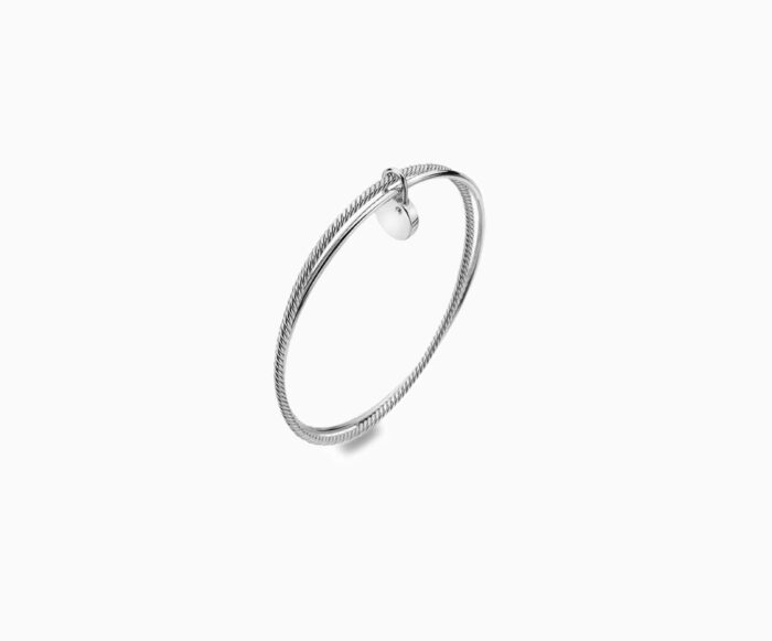 Silver Double Twist Padlock Bangle