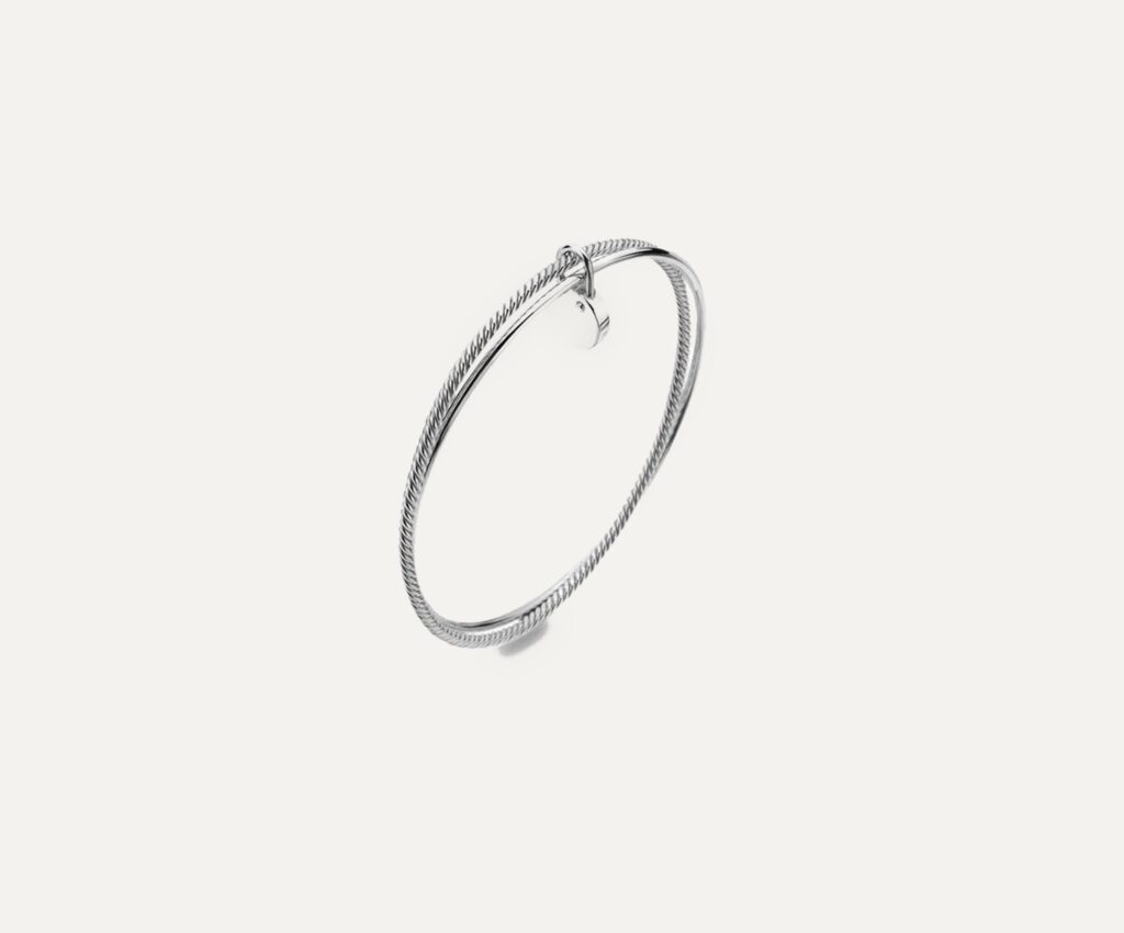 Silver Double Twist Padlock Bangle