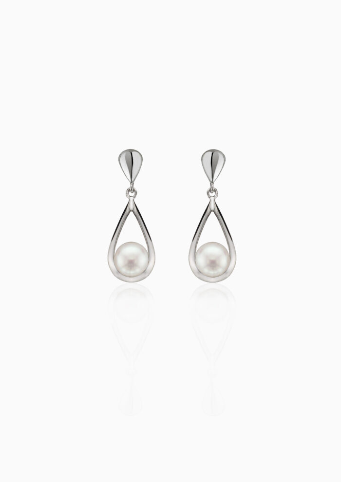 9ct White Gold Freshwater Pearl Drop Earrings