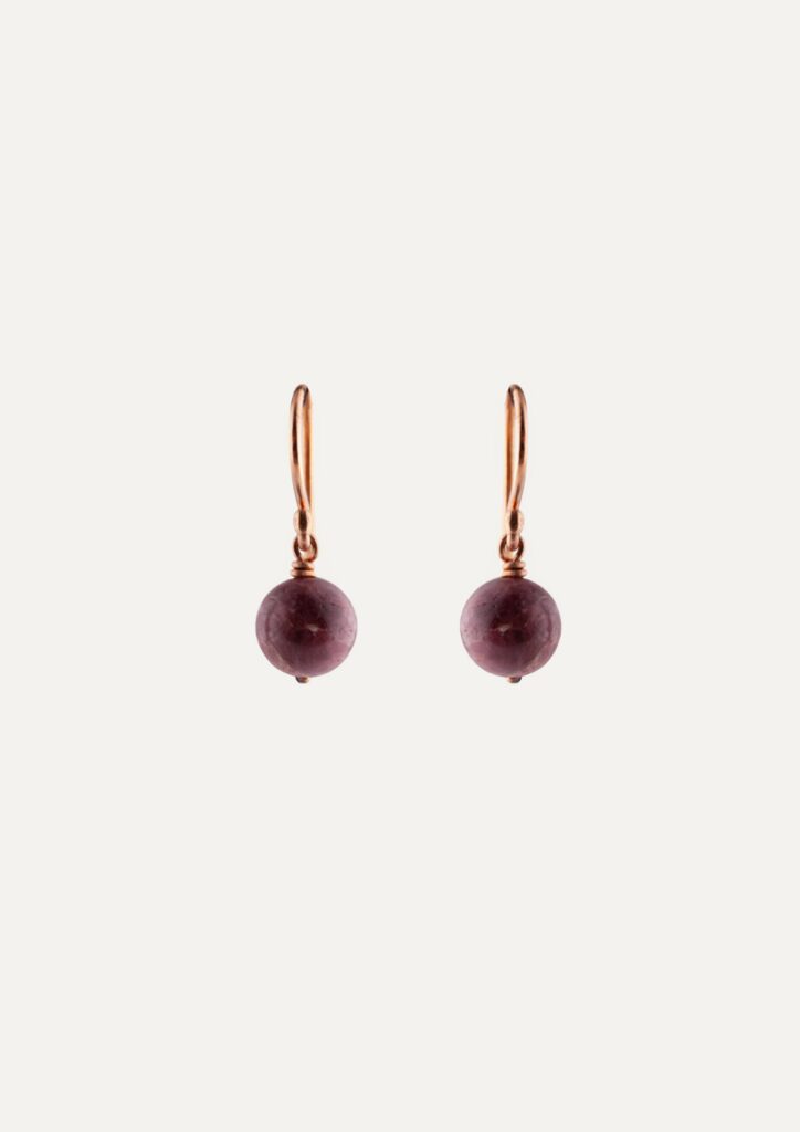 JCP Drop earrings round tourmaline beads on 9ct rose gold hook wires