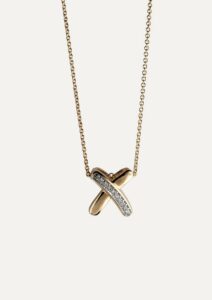 Pendant and chain cross with diamonds 9ct yellow gold 16″