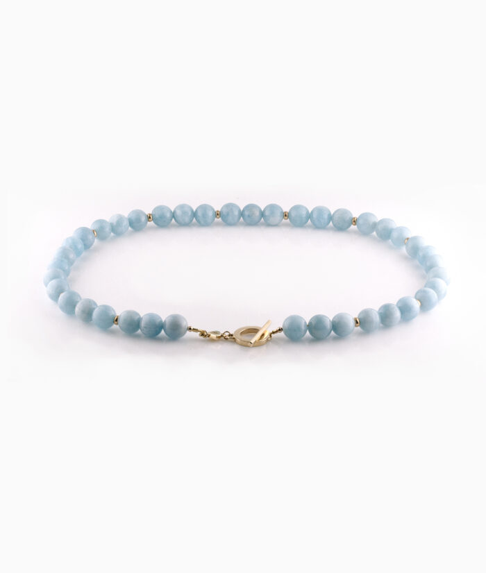 9ct Aquamarine Bead Necklace