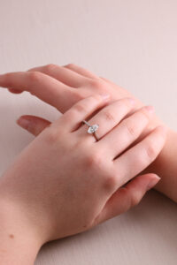 Solitaire marquise claw set diamond ring 0.70ct FSI1 cert GIA1448794049 platinum ring size N