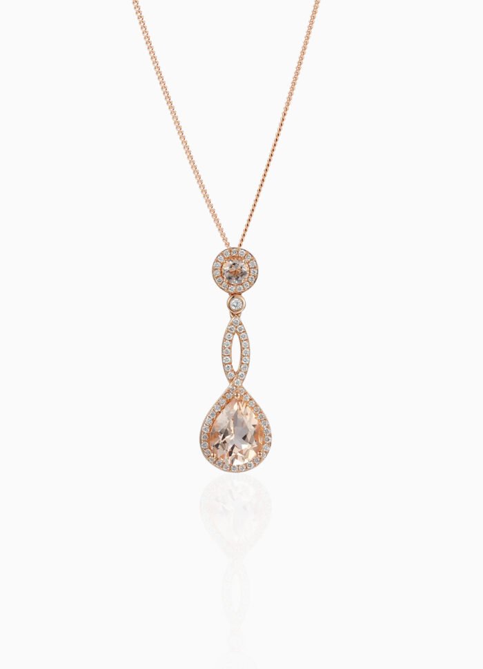 18ct Rose Gold Morganite Drop Necklace