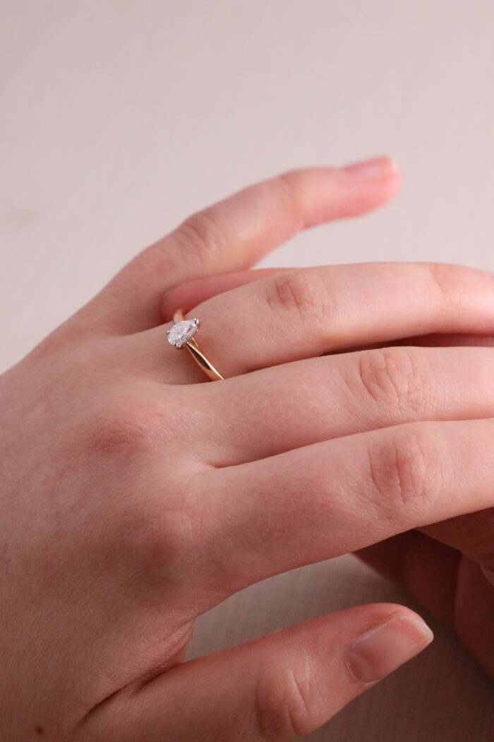 18ct Rose Gold Pear Cut Diamond Solitaire