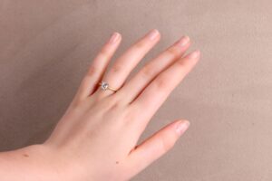 Solitaire ring 4 claw princess diamond 0.70ct D SI2 18ct yellow and white gold ring size M GIA cert 1243472462