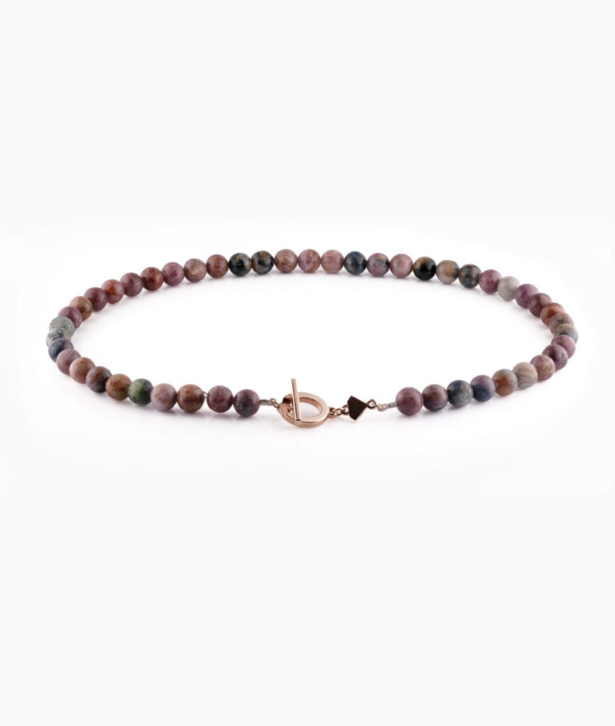 JCP necklace round Tourmaline beads with 9ct rose gold T bar clasp