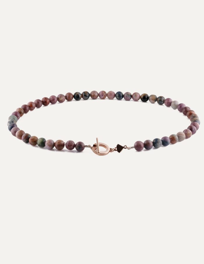 JCP necklace round Tourmaline beads with 9ct rose gold T bar clasp