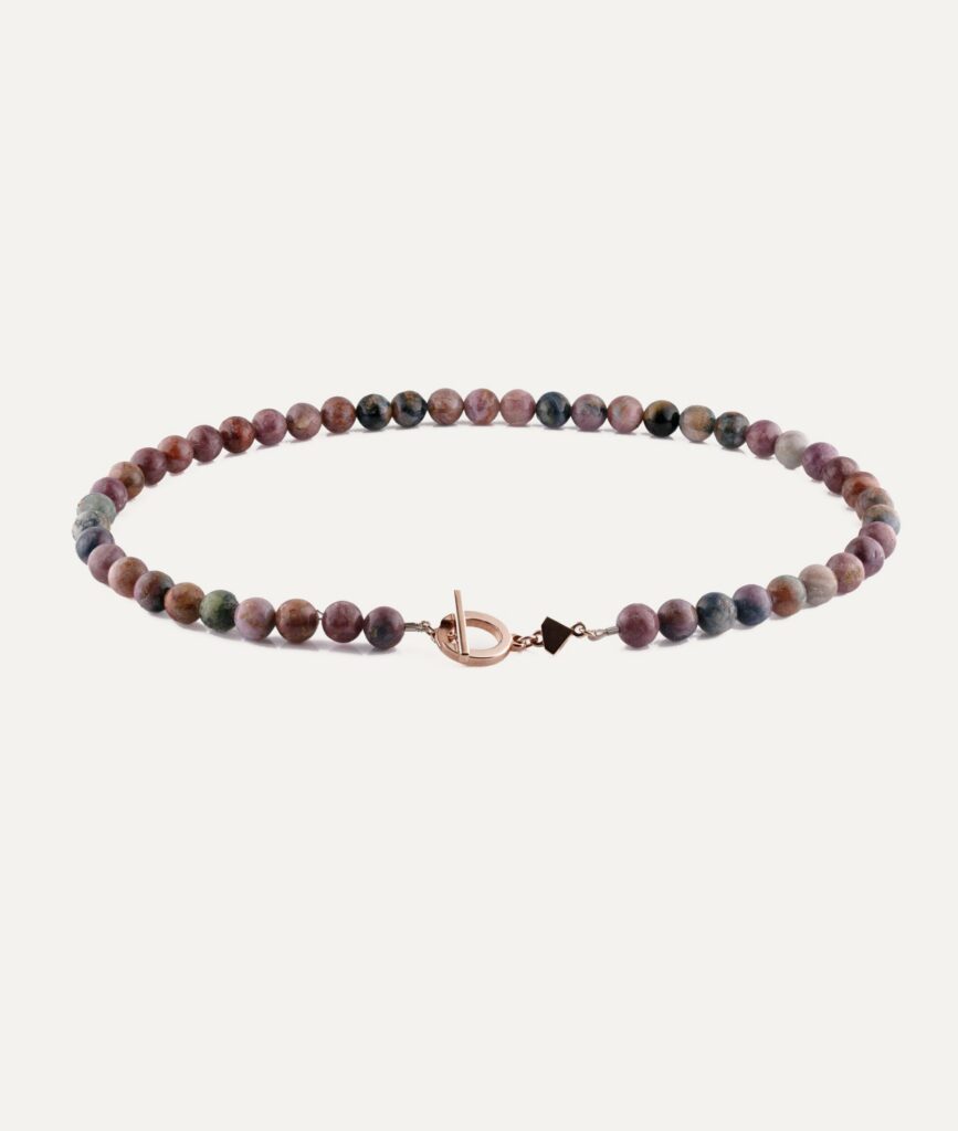 JCP necklace round Tourmaline beads with 9ct rose gold T bar clasp