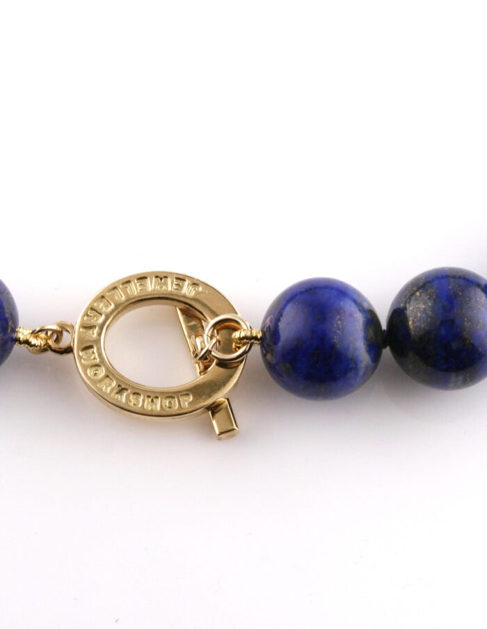 JCP necklace round Lapis beads 18ct yellow gold clasp 17″