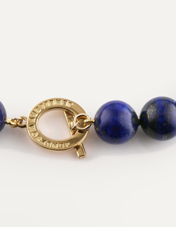 JCP necklace round Lapis beads 18ct yellow gold clasp 17″