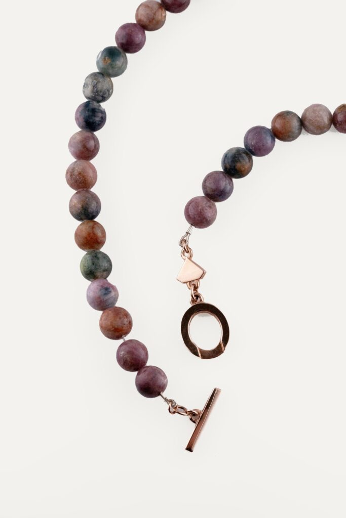 JCP necklace round Tourmaline beads with 9ct rose gold T bar clasp