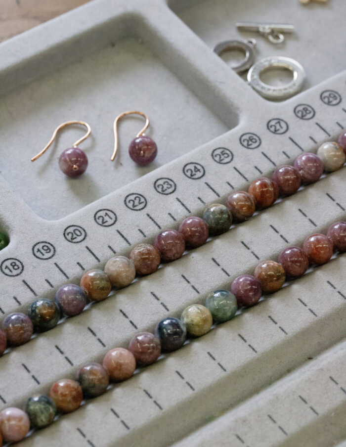 JCP necklace round Tourmaline beads with 9ct rose gold T bar clasp