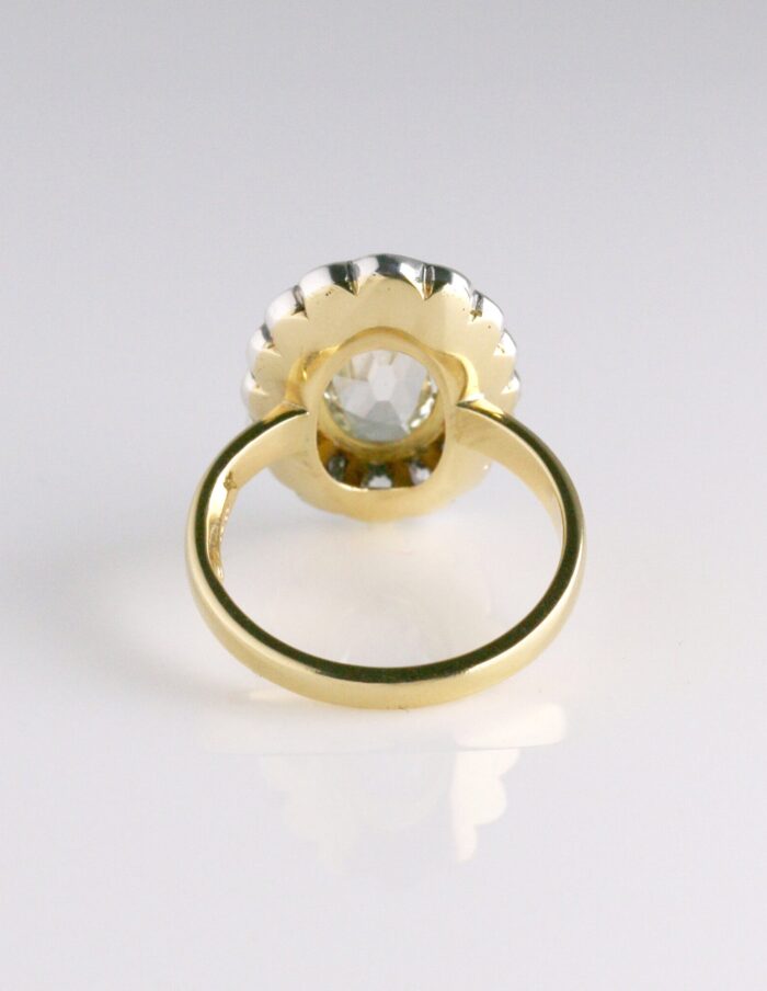 Dress ring oval Diamond cluster 3.31ct total 18ct yellow gold and silver ring size N 1/2 — back view