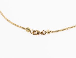 JCP Roma necklace Pink Tourmaline 2.65ct and Diamond 0.15ct on fixed spiga chain 18ct yellow gold — detail
