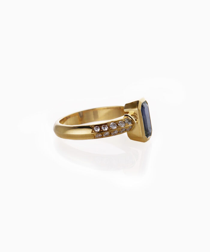Sapphire Twin Row Diamond Roma Ring
