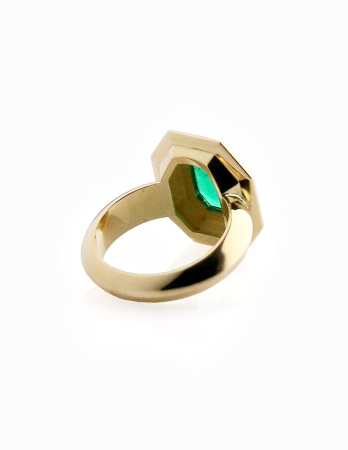 Emerald & Diamond Roma Ring — back view