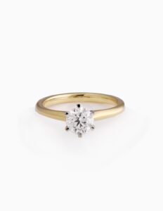 JCP Solitaire ring 6 claw round diamond 1.00ct GSI2 18ct yellow gold ring size O cert GIA1308601597
