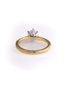 JCP Solitaire ring 6 claw round diamond 1.00ct GSI2 18ct yellow gold ring size O cert GIA1308601597 — back view