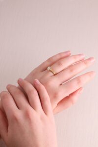 JCP Solitaire rubover princess cut diamond 0.57ct G/VS2 18ct yellow gold ring size M GIA certificate no 6177031331