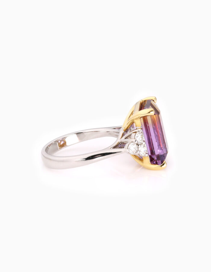 Ametrine & Diamond Trefoil Cocktail Ring
