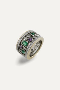 Emerald Amethyst & Diamond Multi Stone Ring