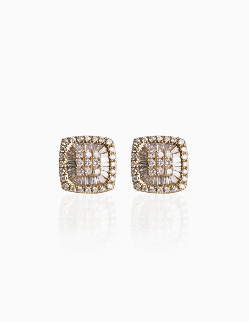 14ct Yellow Gold Diamond Cluster Earrings