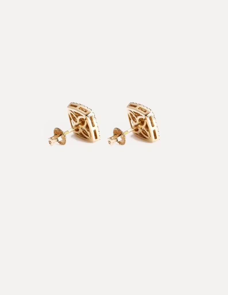 14ct Yellow Gold Diamond Cluster Earrings — back view