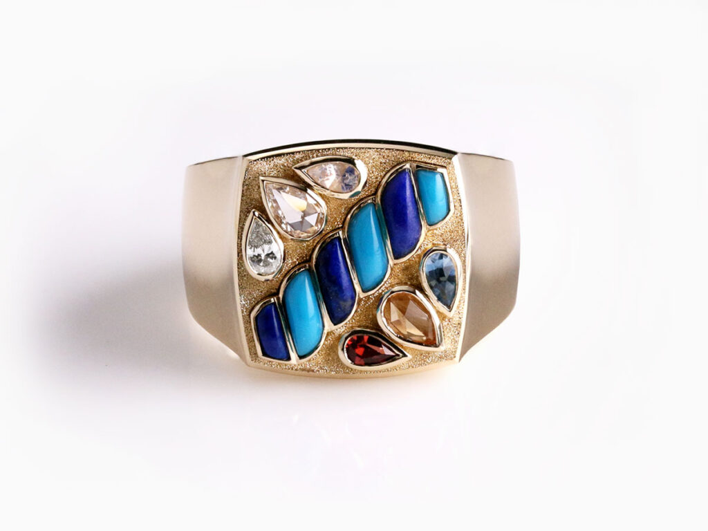 Multi~Stone Gents Signet Ring