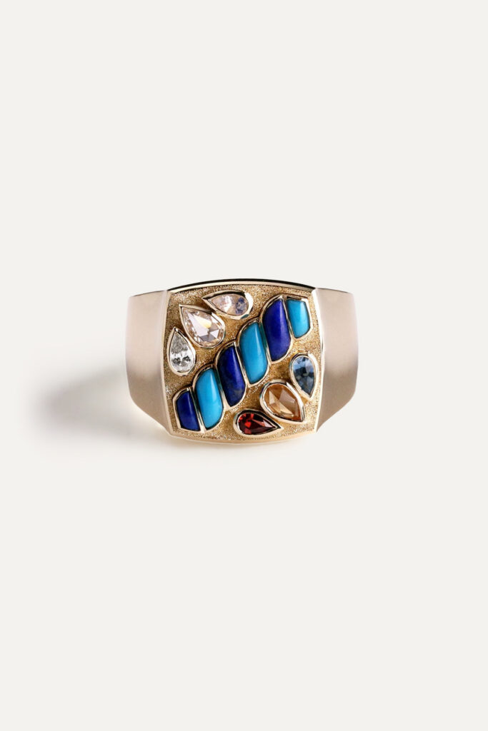 Multi~Stone Gents Signet Ring