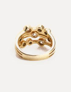Dress ring 3 band diamond bezel set 1.01ct 18ct yellow gold ring size N — back view