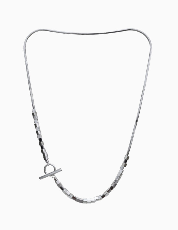 Silver Cube T-Bar Necklace